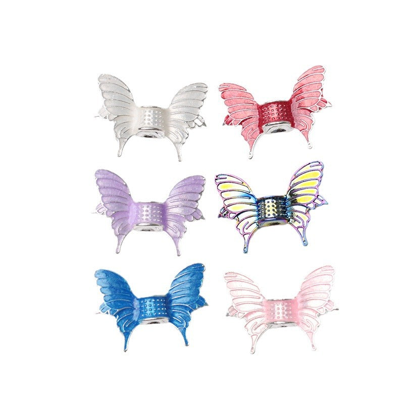 Wholesale 50PCS DIY Metal Electroplated Colorful Wings Butterfly Vertical Hole Loose Beads